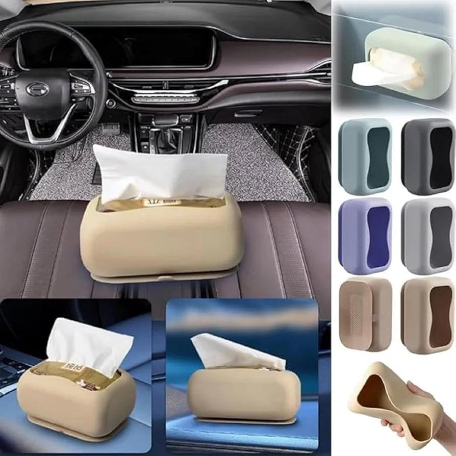 Silicone Tissue Box with Suction Cup - Non-Slip, Waterproof Design for Bathroom, Kitchen, and Car