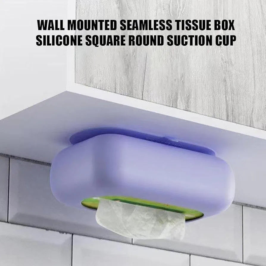 Silicone Tissue Box with Suction Cup - Non-Slip, Waterproof Design for Bathroom, Kitchen, and Car